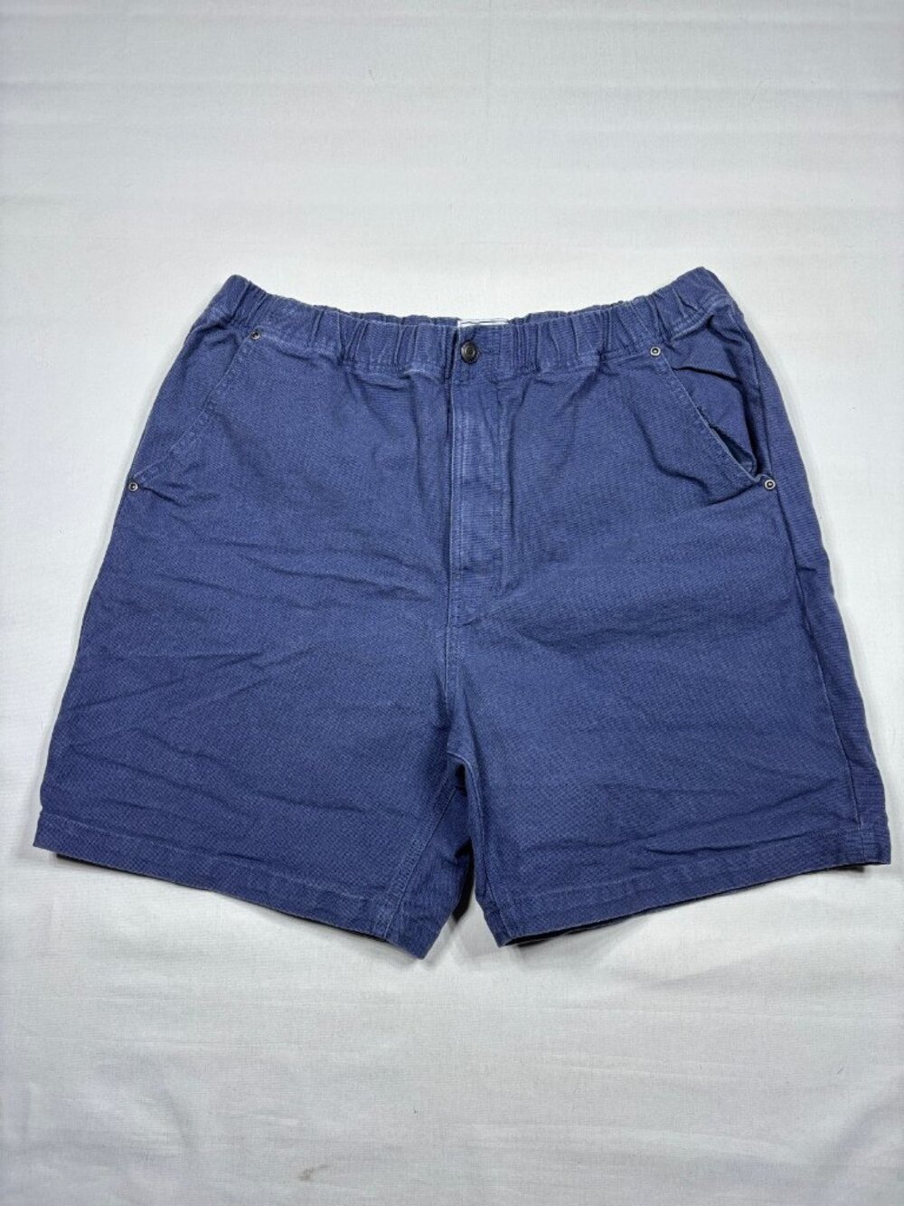 Stoic Men’s XL Blue Cotton Canvas Workwear Shorts Hiking Gorpcore Aztec Trim